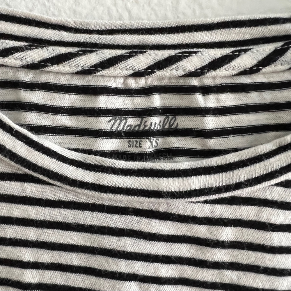 Madewell | B&W Whisper Cotton Crewneck Tee Shirt Top - Size XS - Picture 10 of 11